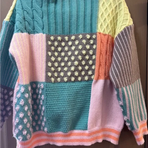 Easel Colorful Patchwork Cardigan - Picture 2 of 3